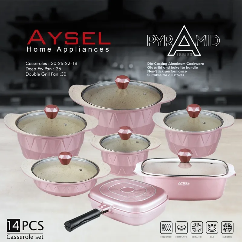 سرویس قابلمه 14 پارچه مدل پیرامید آیسل